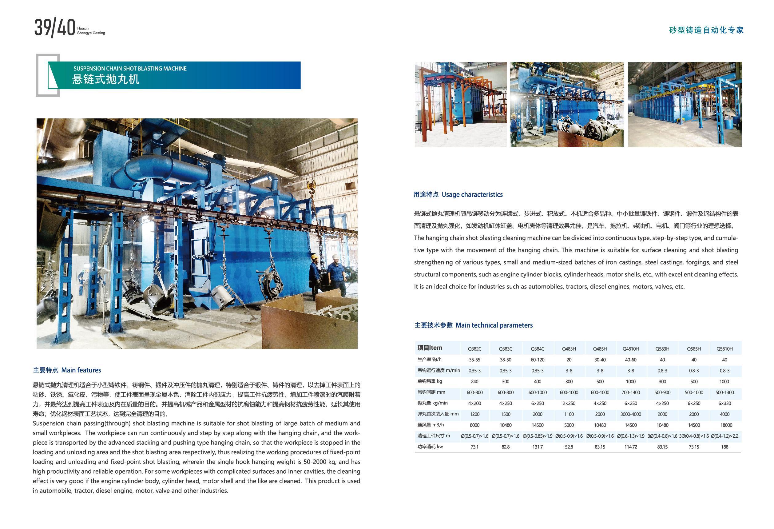 Подвесная цепная дробеметная машина